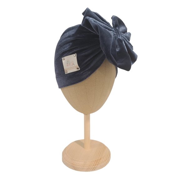 Jaya Velvet Headwrap Cap, Navy - Picture 1 of 4